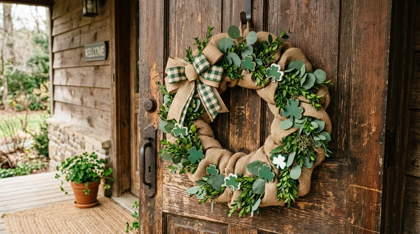 Rustic burlap St. Patrick's Day wreath
